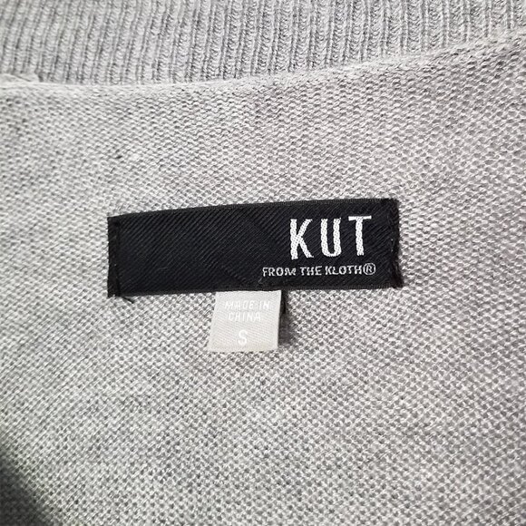 Kut‎ From The Kloth Gray Star Pullover V Neck Sweater S Cashmere Blend Jumper - Picture 5 of 14